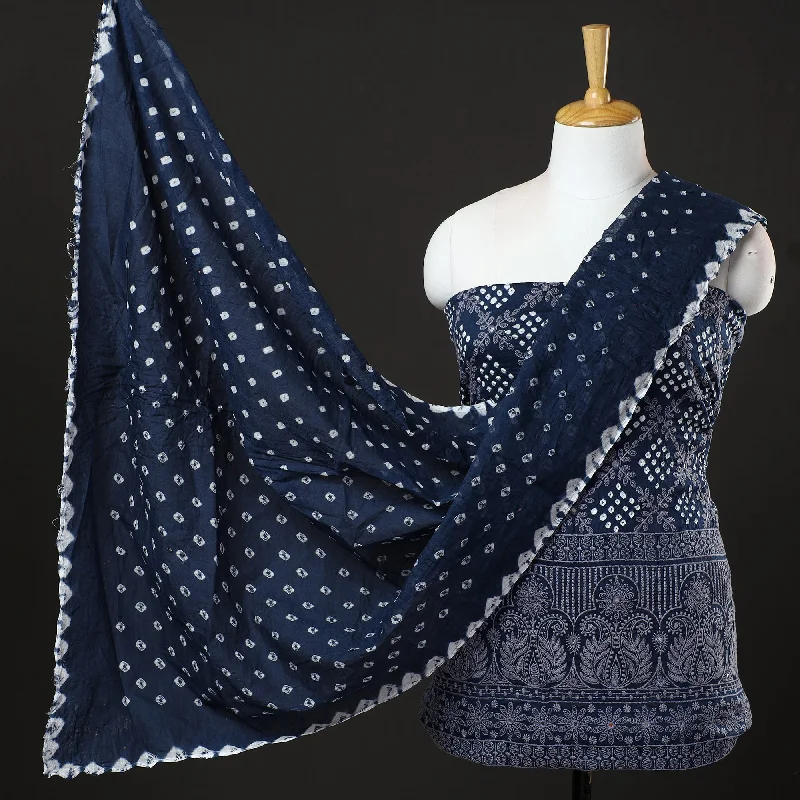 Massive Deals Blue - 3pc Kutch Bandhani Tie-Dye Mirror Work Satin Cotton Suit Material Set 96 Massive Deals Blue - 3pc Kutch Bandhani Tie-Dye Mirror Work Satin Cotton Suit Material Set 96