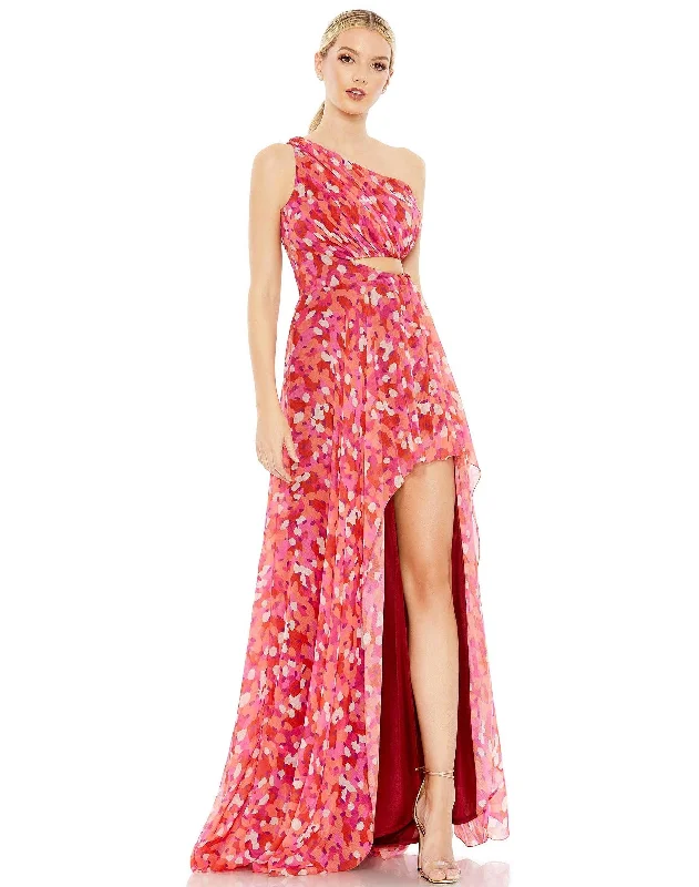 Big Discounts Mac Duggal 9160 High Low Printed Formal Prom Gown