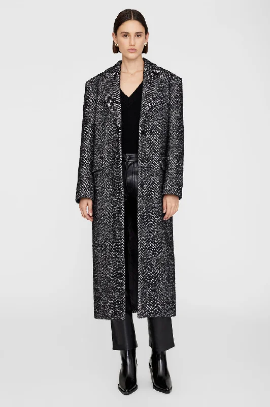 Crazy Deals Quinn Coat - Black And White Tweed