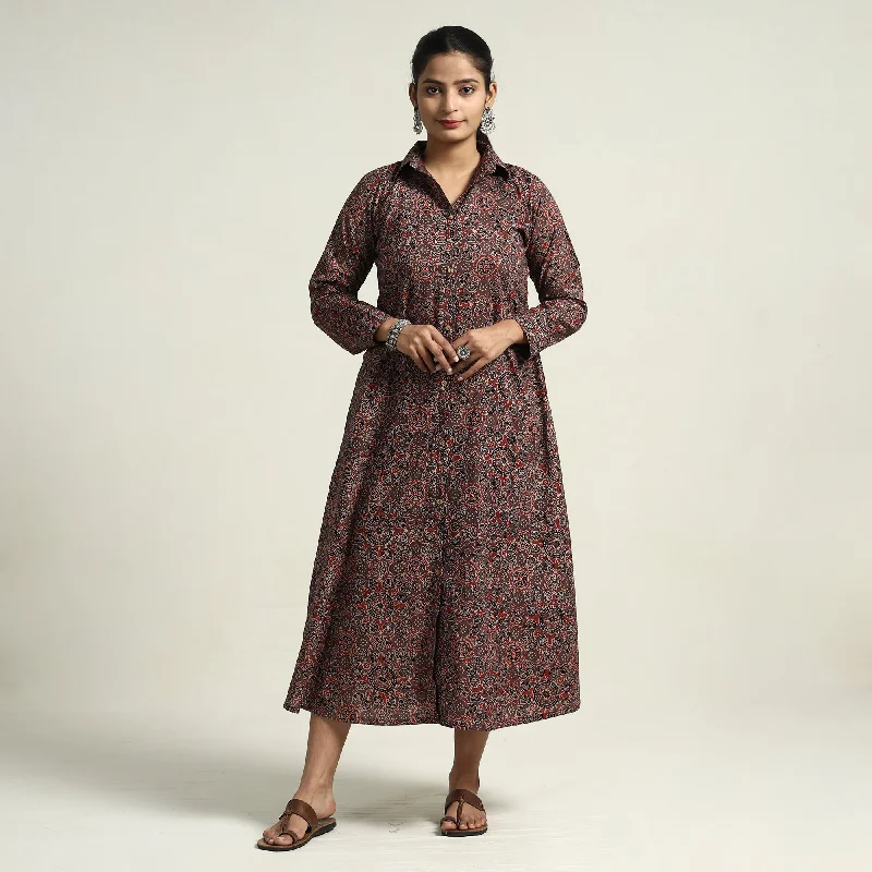 Huge Discounts Dark Brown - Hand Block Print Cotton Ajrakh Dress 16