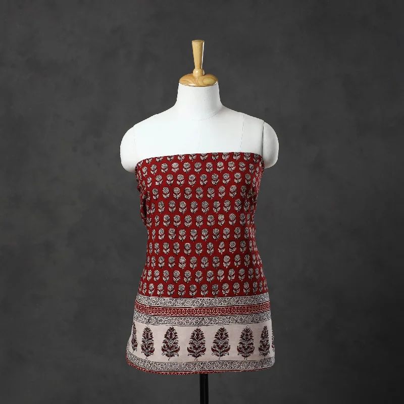 Buy More, Save More Red - Natural Dyed Cotton Bagh Print Kurta Material (2.2m) 26