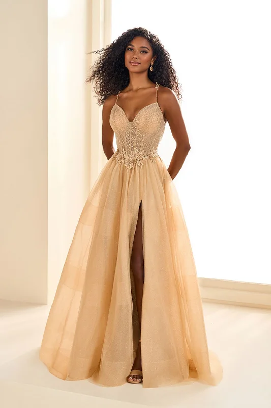 Price Blitz Ellie Wilde EW36058 A Line Slit Long Side Pocket Glitter Prom Dress