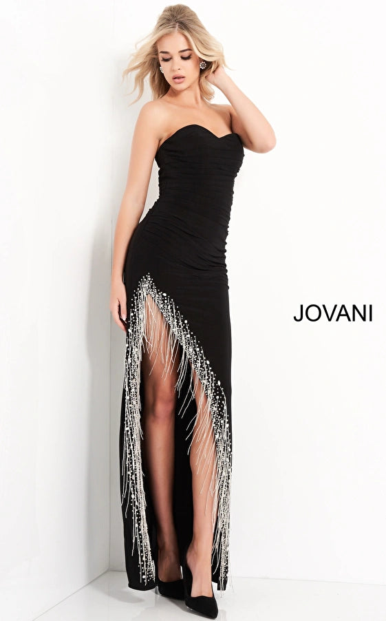 Value Deals Jovani 03972 Long Strapless Fringe Prom Dress
