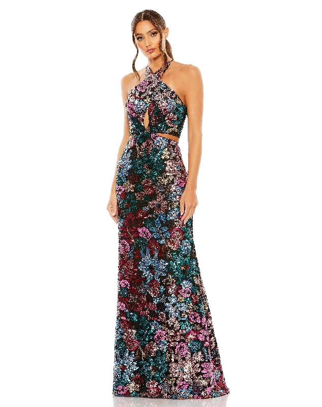 Overstock Mac Duggal 49695 Long Halter Formal Prom Dress