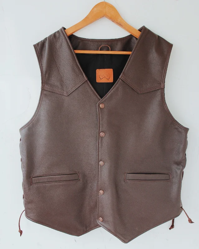 Year-End Sale Motorcycle Vest Lace Up - Men's - Brown