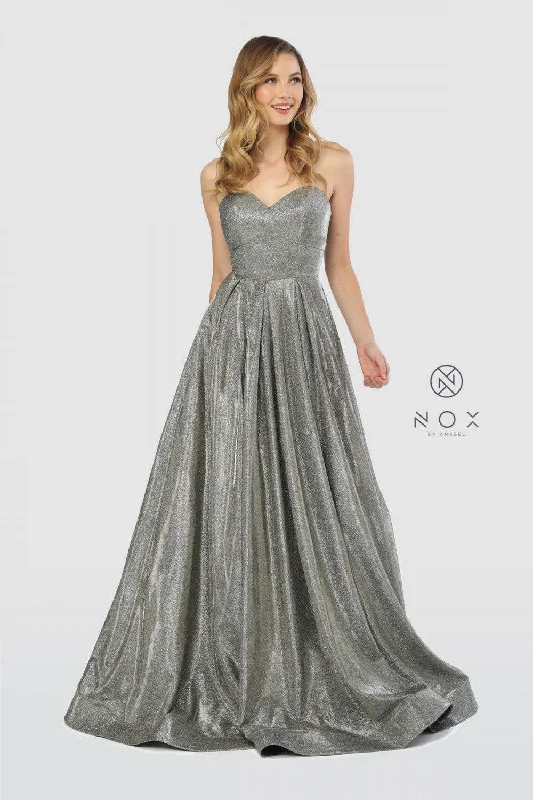 Deep Discounts Long Strapless Metallic Prom Long Dress Evening Gown Sale