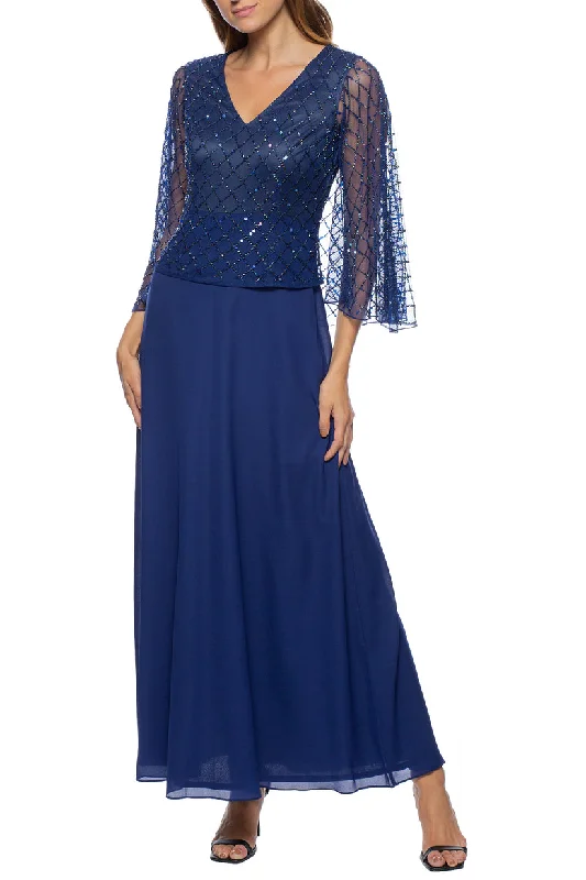 Super Deal Marina 267902 Long Beaded Mother of the Bride Formal Capelet Dress