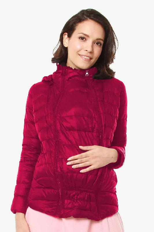 Take Advantage Belle Hooded Woven Maternity Jacket Magenta