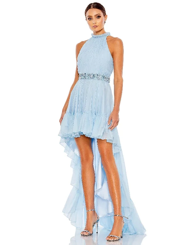 Mega Sale Mac Duggal 68029 High Low Ruffled Halter Prom Gown