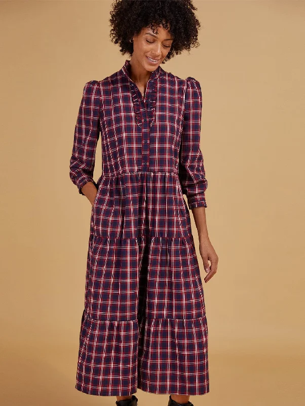 Special Savings Cara Organic Cotton Tiered Dress | Red Check
