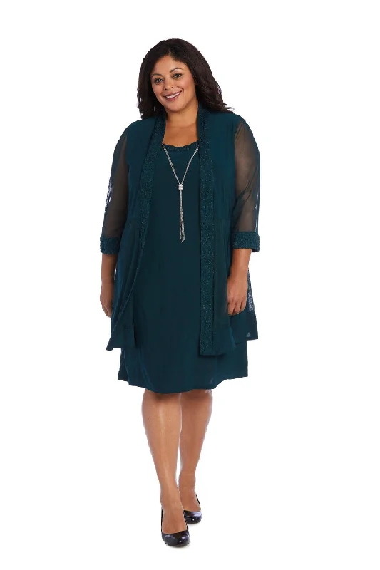 Steals and Deals Dark Green 14W R&M Richards 5394W Short Plus Size Formal Dress Sale