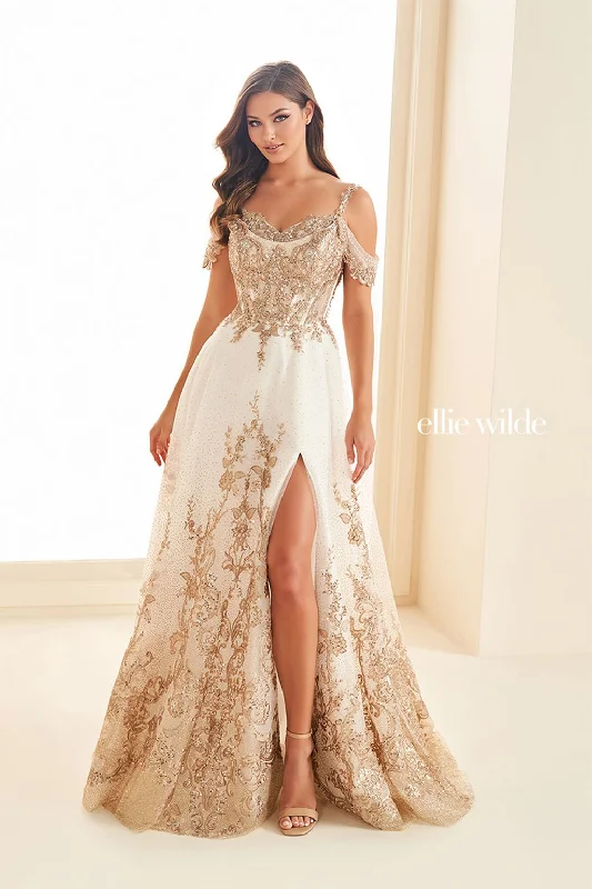 TIME-Limited Offer Ellie Wilde EW36220 Long Glitter Gown Formal A Line Evening Prom Dress