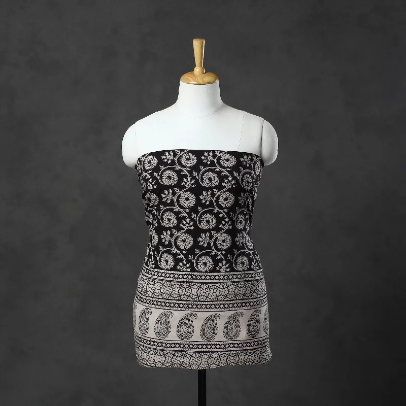 Mega Deal Black - Natural Dyed Cotton Bagh Print Kurta Material (2.2m) 14