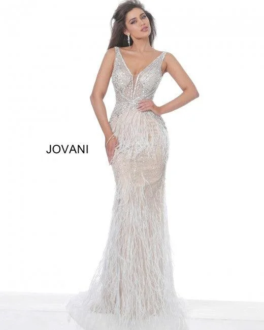 Online Only Blush 2 Jovani 03023 Prom Long Sleeveless Feather Dress Sale
