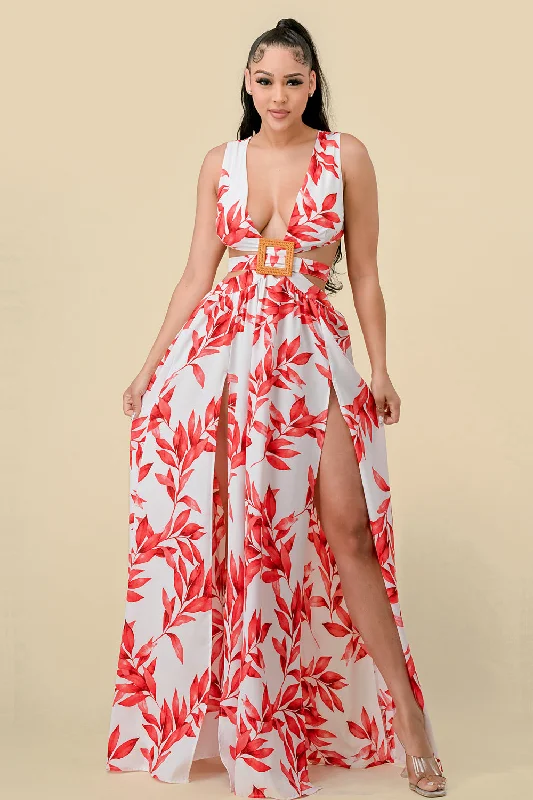 Clearance Sale Long Sleeveless Printed Maxi Dress
