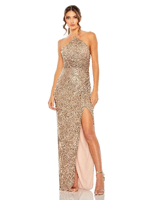 New Deals Mac Duggal 27128 Prom Long Halter Formal Gown Sale