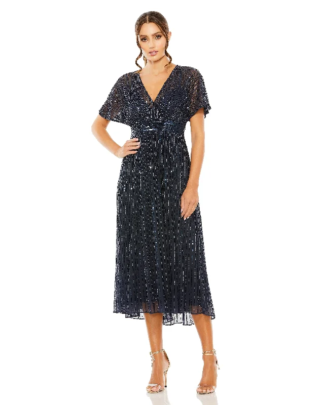 Incredible Offers Mac Duggal 14007 Cocktail Sequin Tea Length Formal Dress