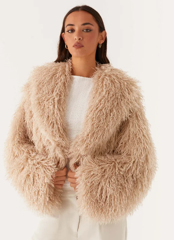 Weekend Special Virginia Cropped Fur Jacket - Taupe
