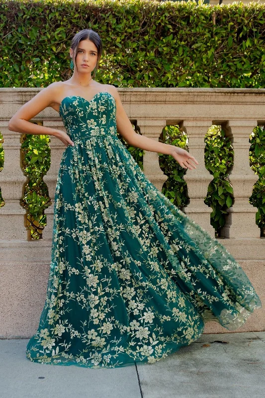 Mega Sale Cinderella Couture CC8043J Strapless Glittered Print A Line Gown
