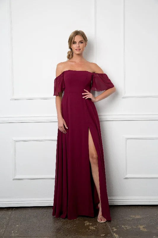 Price Cut Long Formal Bridesmaids Chiffon Evening Gown Sale