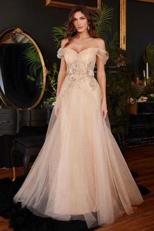 Price Drop Cinderella Divine CD3395 Long Off Shoulder Prom Dress