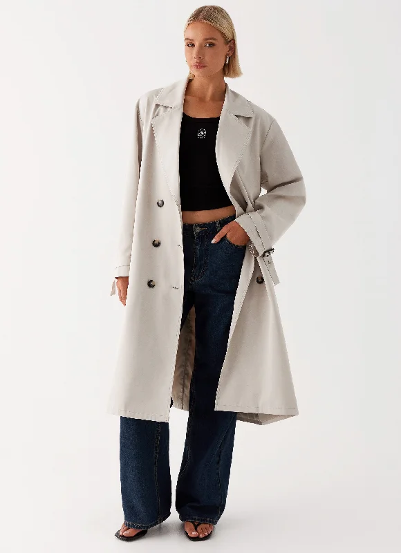 Low Prices Frenchy Oversized Trench Coat - Stone
