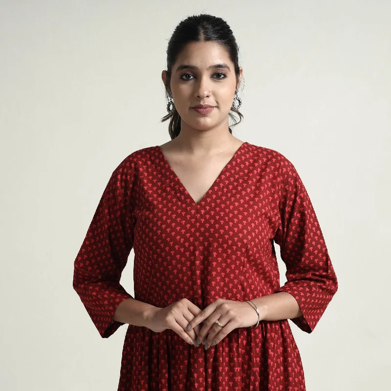 Limited Edition Red - Bagh Block Printed Cotton Dress