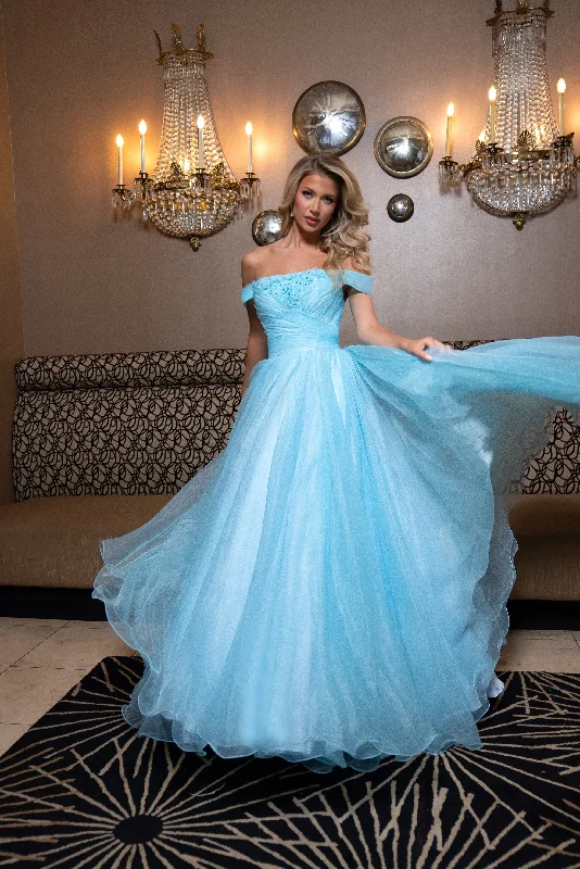 Year-End Sale Rachel Allan 70865 A Line Long Formal 3D Floral Prom Dress