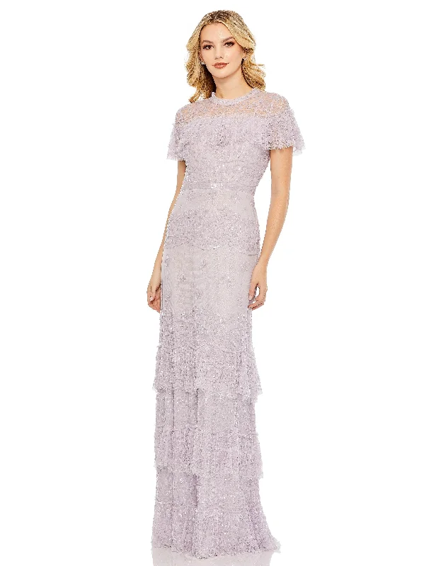 Bonus Savings Mac Duggal 9195 Long Formal Cape Sleeve Dress