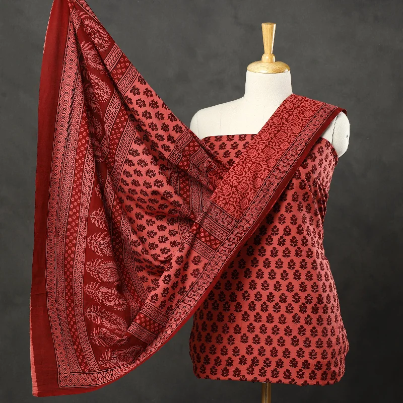 Epic Deals Red - 3pc Bagh Print Cotton Dress Material Set 59