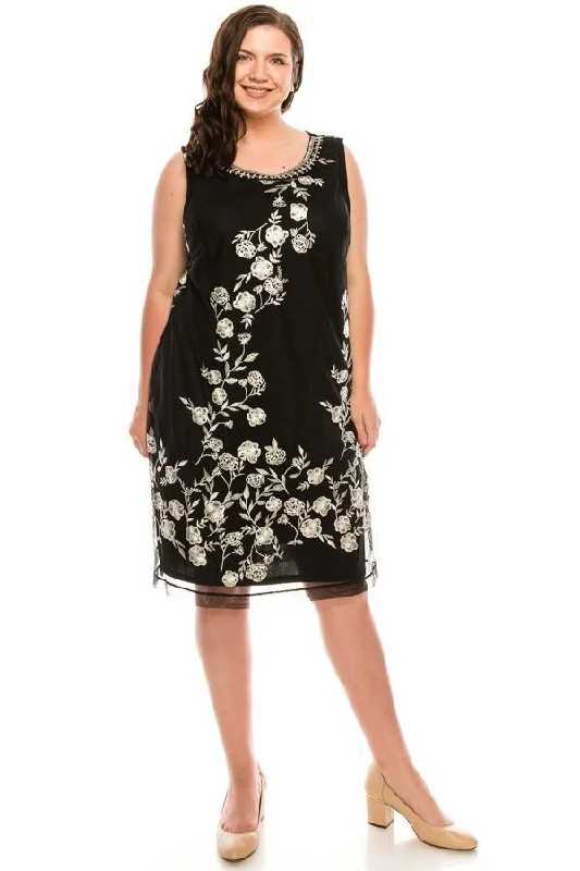 Quick Sale SD Collection Short Floral Beaded Dress