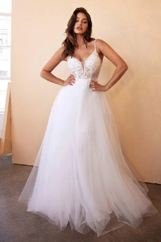 Final Clearance Cinderella Divine CD0195W Sleeveless Tulle A-Line Wedding Gown