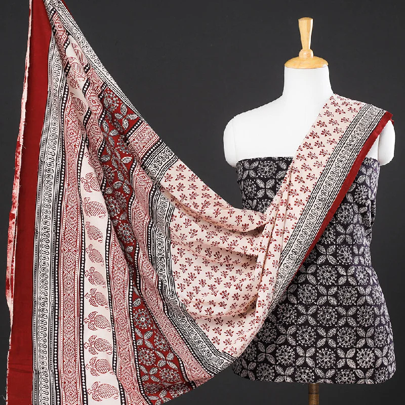 Limited Availability Black - 3pc Natural Dyed Cotton Bagh Print Suit Material Set 11