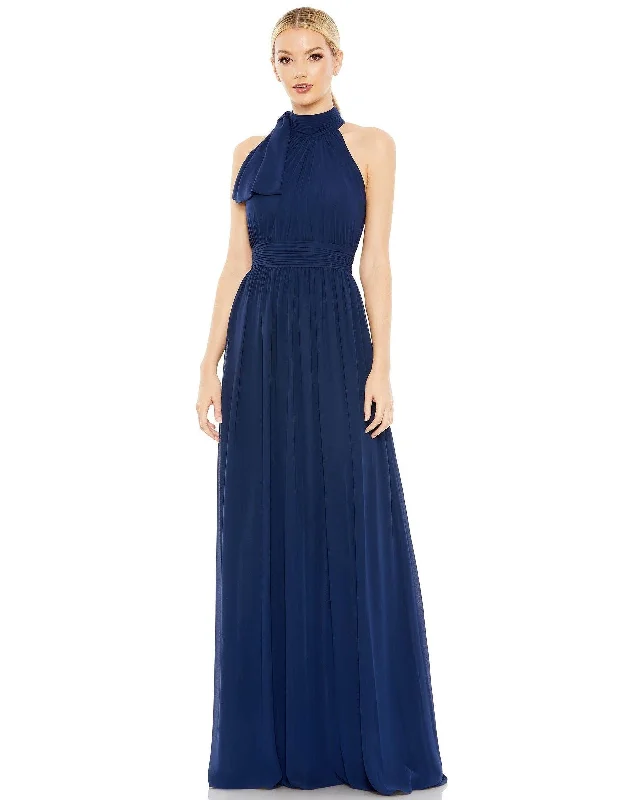 Markdowns Mac Duggal 55035 Long Halter Chiffon Prom Dress