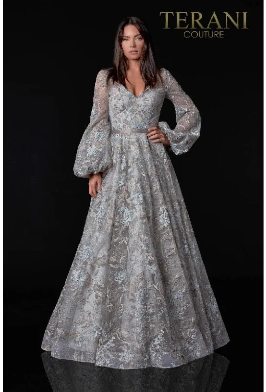 Final Sale Terani Couture 2112M5407D Long Sleeve Formal Gown