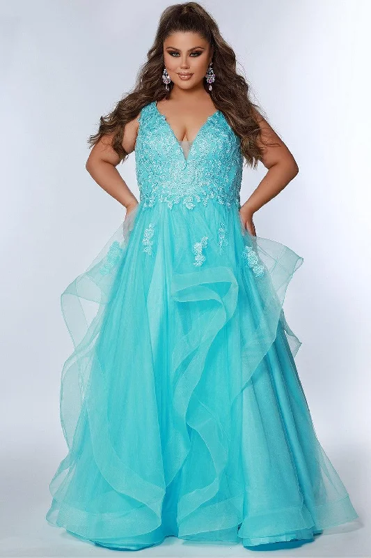 Best Bargains Sydneys Closet SC7347 Plus Size Long Sleeveless Prom Ball Gown