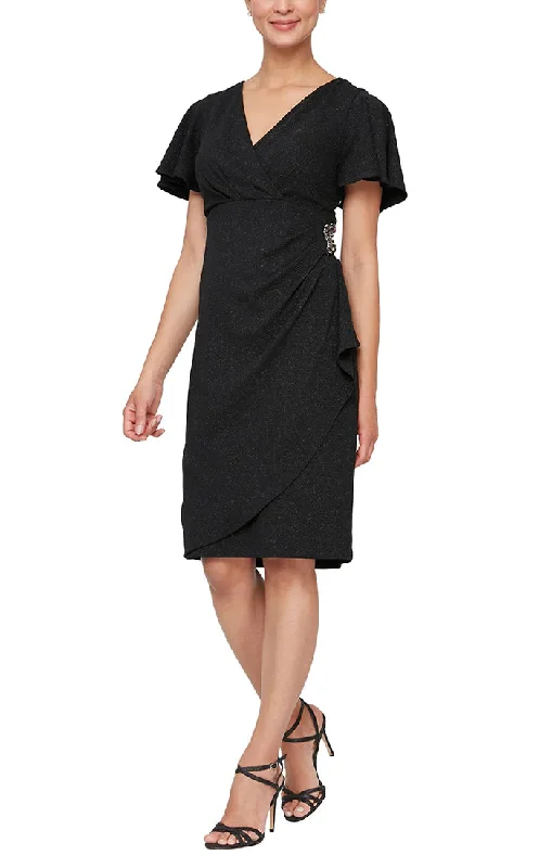Loyalty Reward SL Fashions 9227166 Metallic Knit Short Cocktail Dress