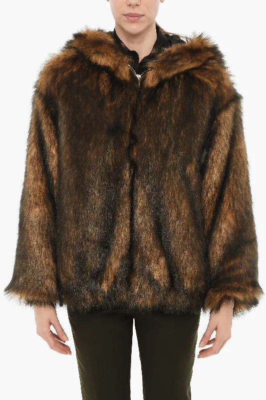 Price Meltdown HALFBOY Faux Fur Jacket with Hood
