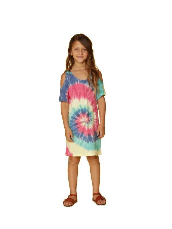 Buy More, Save More Rainbow tie-dyed cover up in a swirl pattern