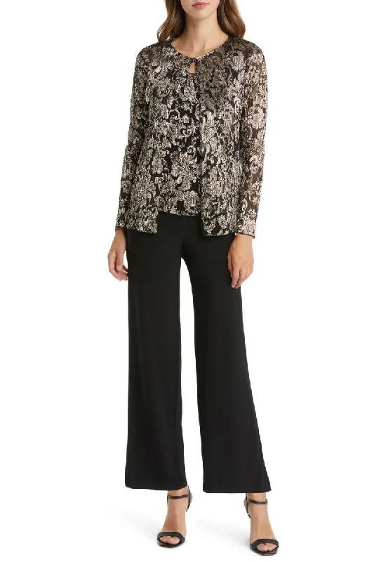 Bonus Savings Marina 268394 Long Metallic Floral Mother of the Bride Pantsuit