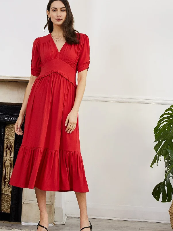 Super Sale Ottilie LENZING™ ECOVERO™ Jersey Midi Dress | Strawberry Red