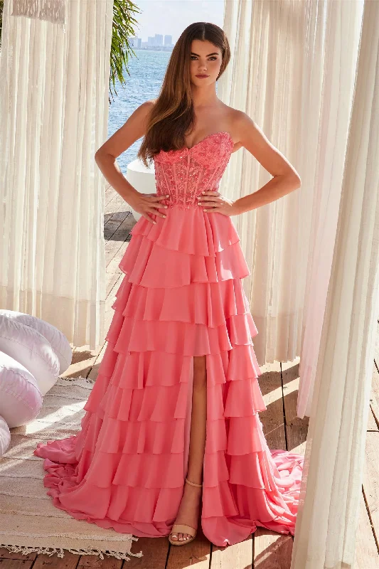 Limited Quantity Nox Anabel Y1551 Layered Prom Long Slit Formal Dress