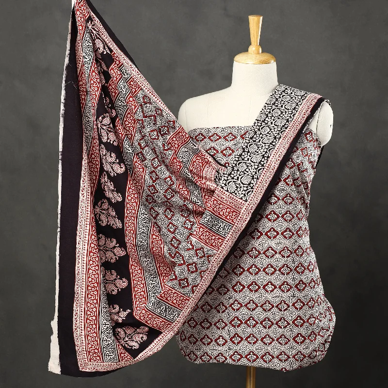 Steals and Deals Multicolor - 3pc Bagh Print Cotton Dress Material Set 50