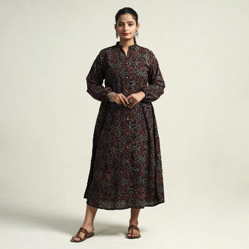 Low Prices Black - Hand Block Print Cotton Ajrakh Dress