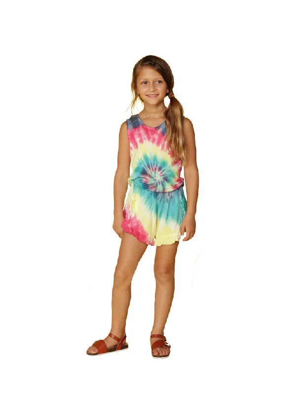 Limited Edition Tie-dyed romper cover up in a swirl pattern