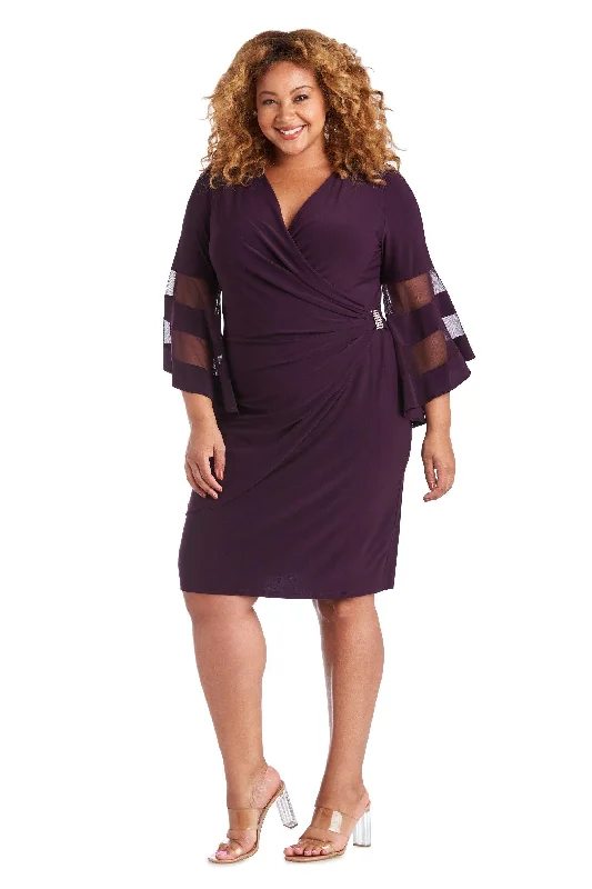 Value Deals Plum 14W R&M Richards 3561W Short Mother Of The Bride Dress Sale