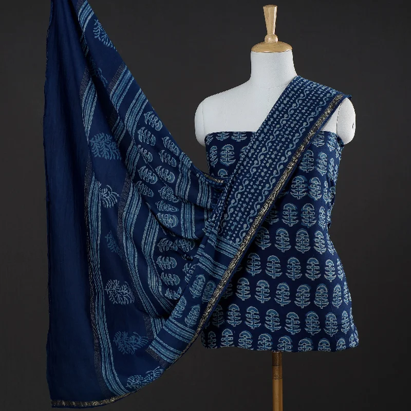 The Best Prices Blue - 3pc Akola Block Printed Cotton Suit Material Set