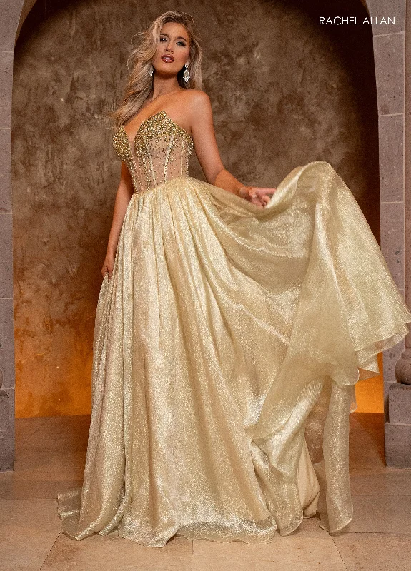 One-DAY Sale Rachel Allan 70812 Long Formal Ball Gown Beaded Prom Dress