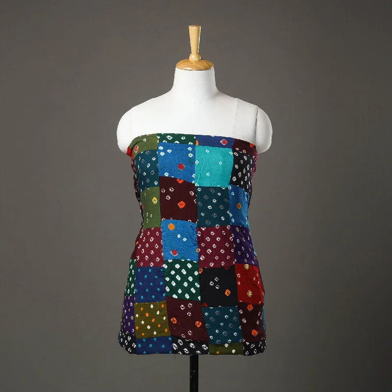 Exclusive Preview Multicolor - Patchwork Tie-Dye Cotton Bandhani Kurta Material  (3m) 03