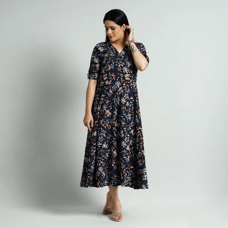 Discount Deals Black - Bagru Block Printed Cotton Flared Dress